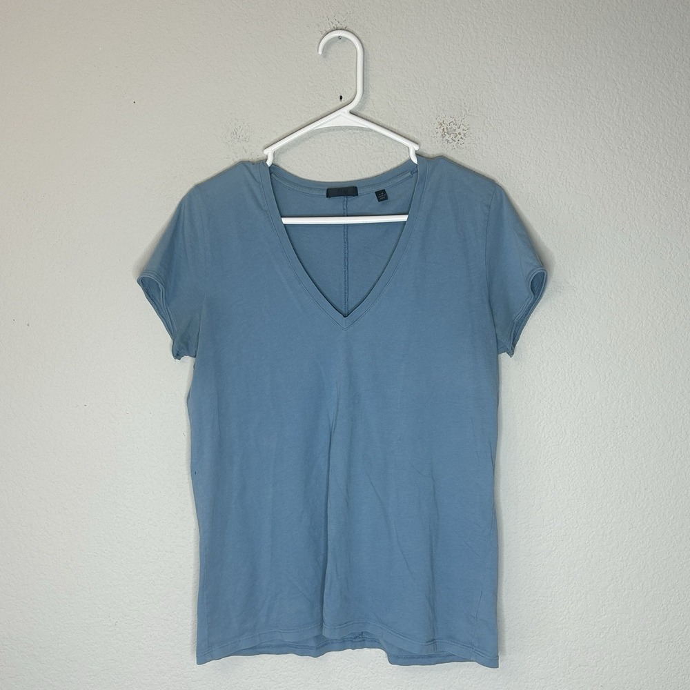 ATM Anthony Thomas Melillo V-Neck Short Sleeve T-Shirt Women's L Light Blue